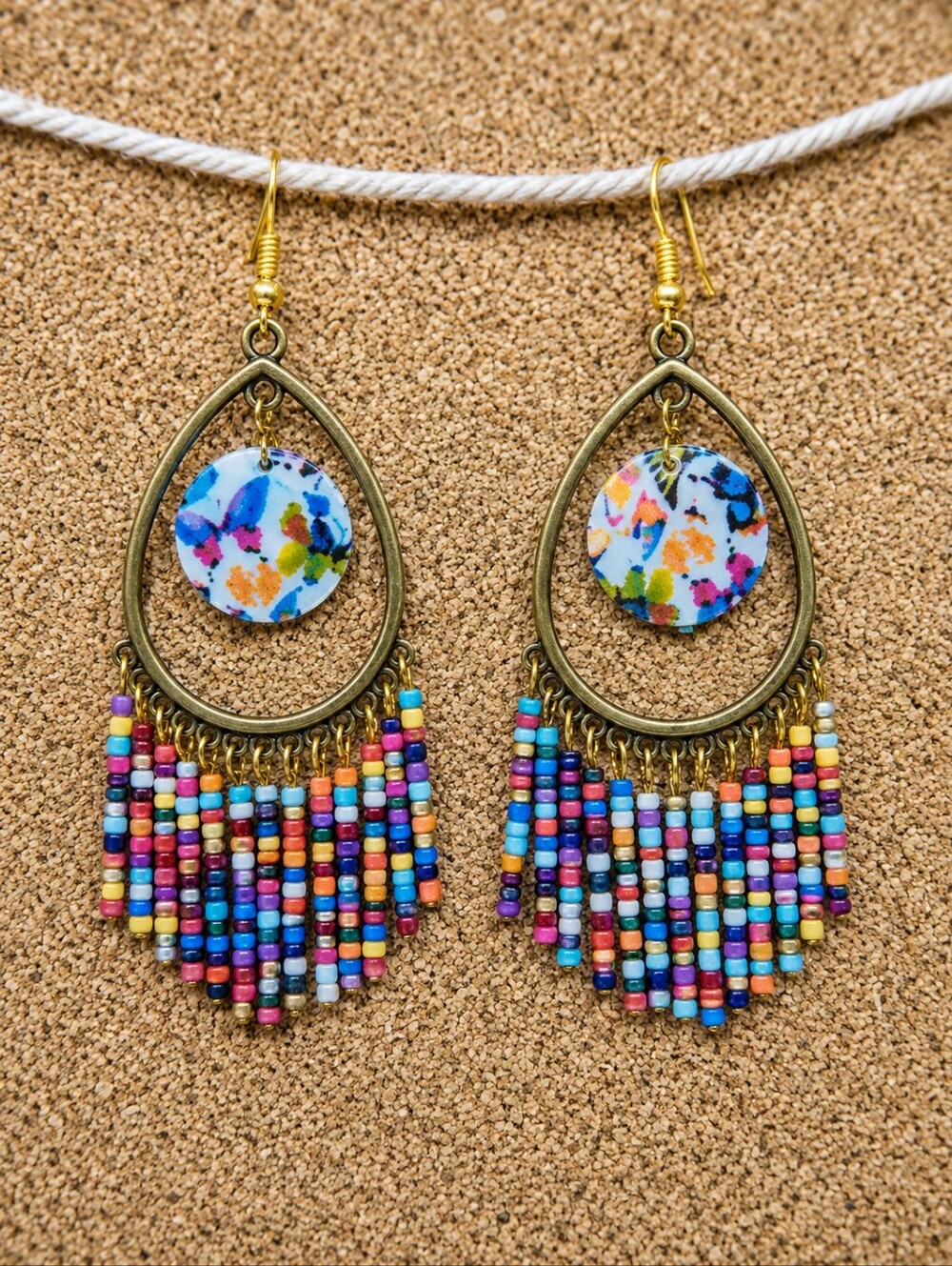Colorful Beaded Teardrop Earrings